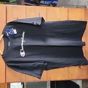 Champion: Classic Graphic T-Shirt w/ Script Logo, Black, Men's 3XL